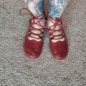 Handmade Israeli Leather Red Shoes 7.5US